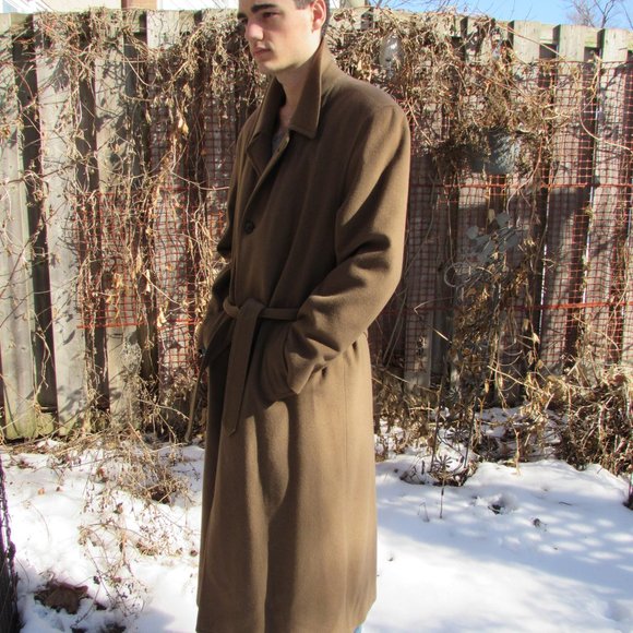Cashmere Blend Men's Vintage Coat, Tessuto Italian - Picture 5 of 14